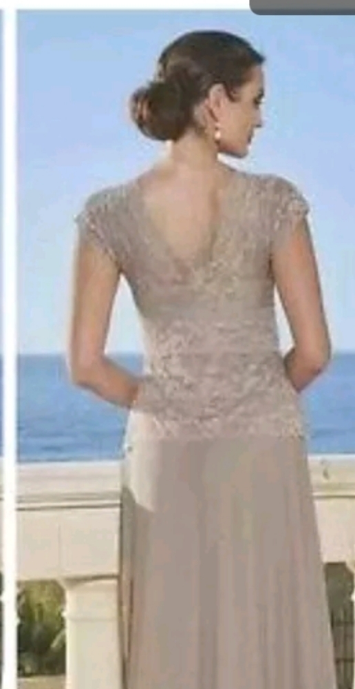 Final $7 /Midnight Velvet "Ebellished Knit Lace Maxi Dress" Sz. S Tan - Picture 5 of 7